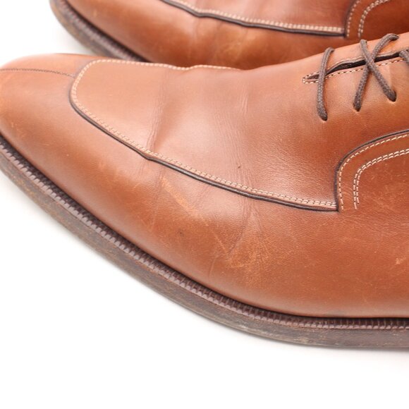 A. testoni Brown Leather Men's Size 10 M Apron Toe Lace Up Dress Shoes ITALY - Picture 13 of 13